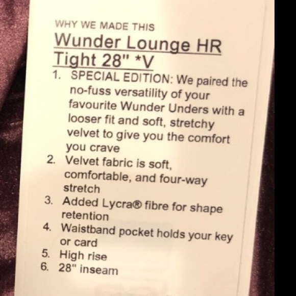 🆕 Lululemon 12 Velvet Wunder Lounge Tights High Rise Garnet Red NWT 28” length - Picture 11 of 13